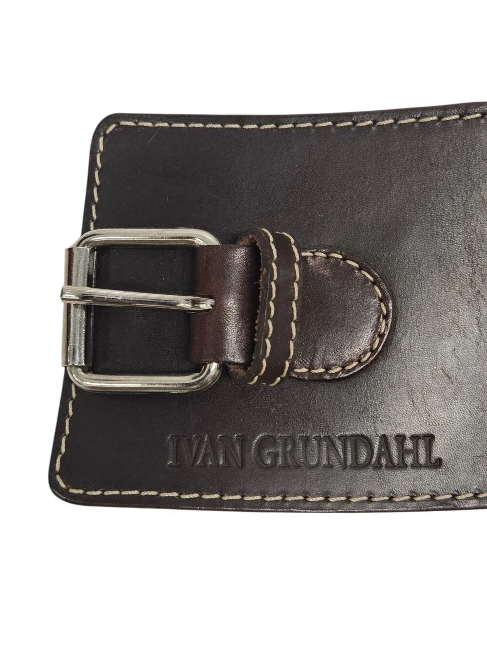 Ivan Grundahl‎ Dark Brown Leather Oversized Belt Sz 08